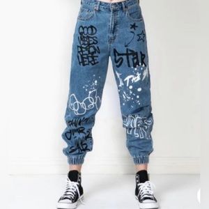 S.O.N.G Denim Graffiti Joggers